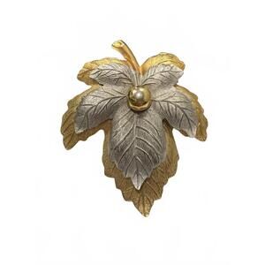 Vintage Leaf Pin Nature's Bling with a Golden Twist